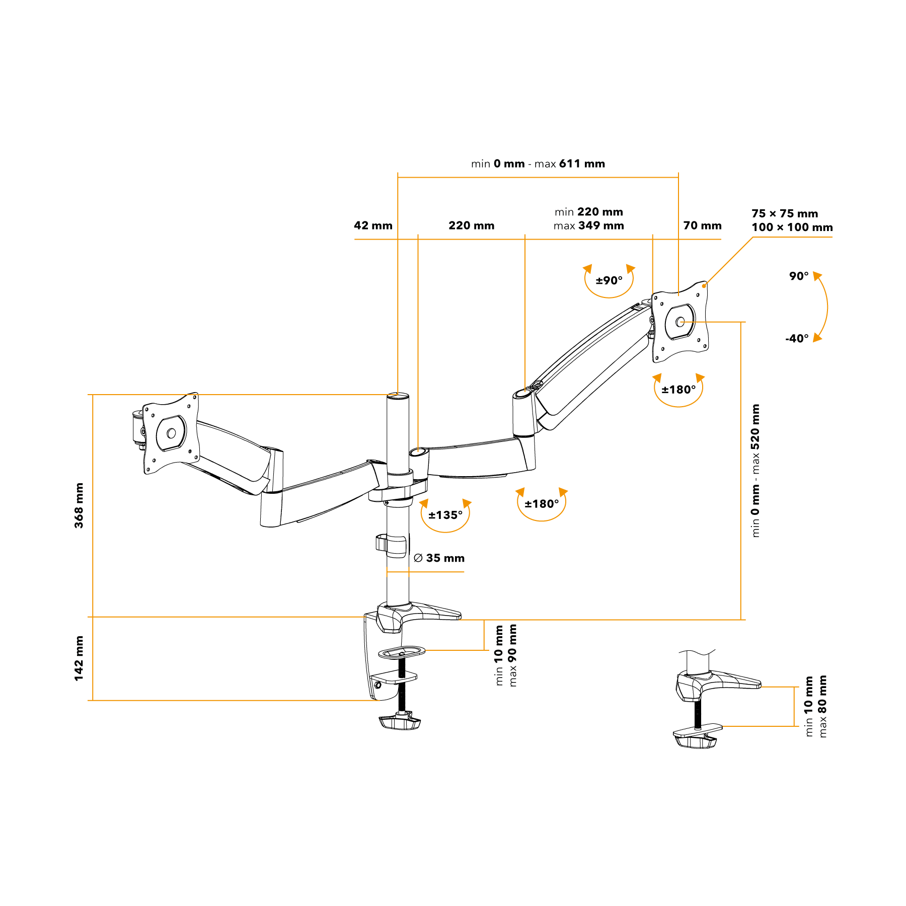 AlzaErgo Arm D15S Tube