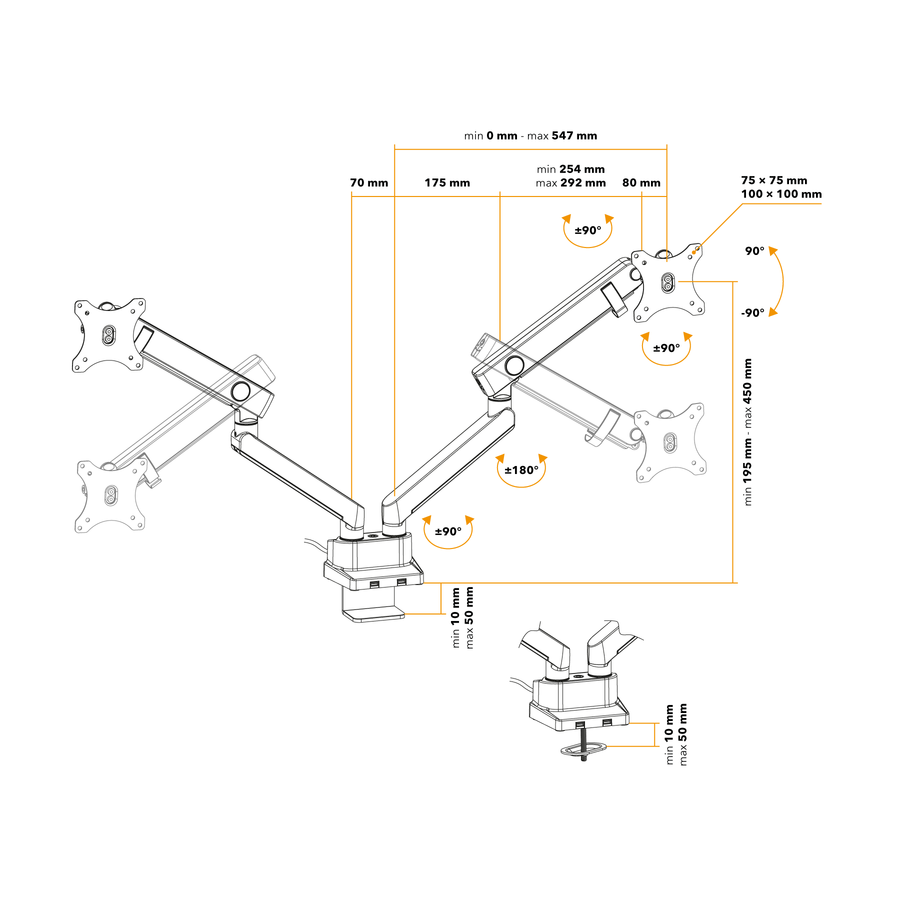 AlzaErgo Arm D80B Essential USB