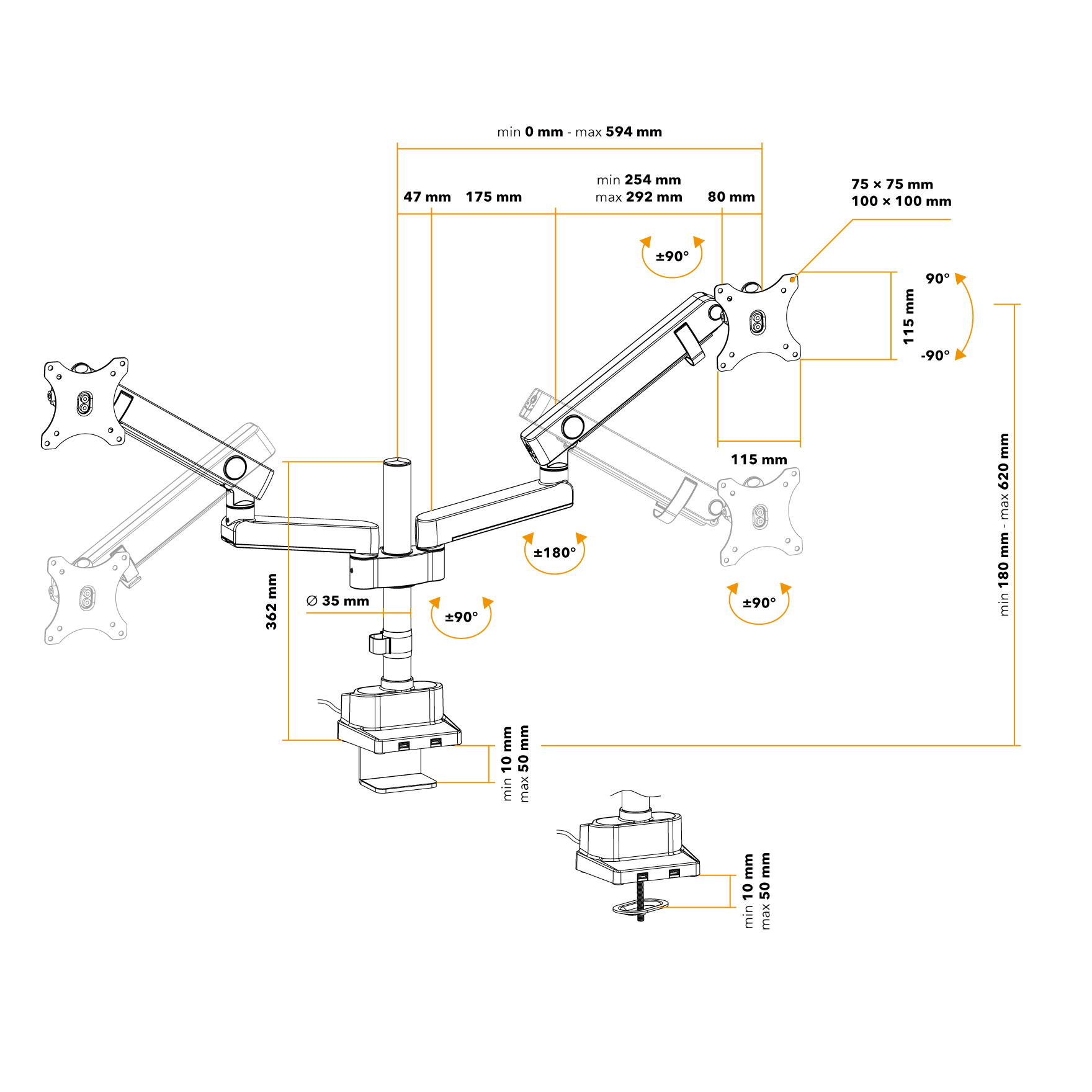 AlzaErgo Arm D85B Essential USB AlzaErgo Arm D85B Essential USB