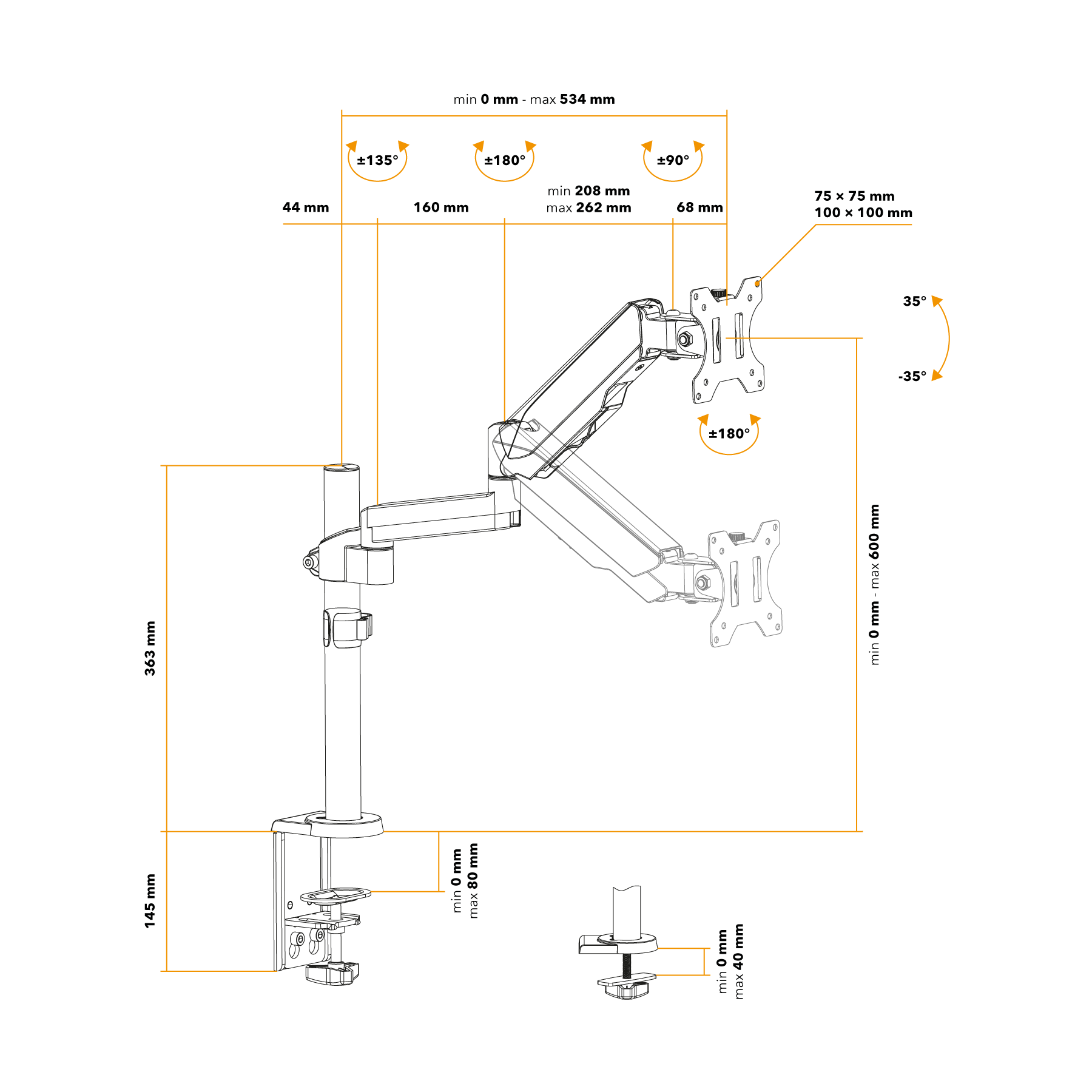 AlzaErgo Arm S05B Tube AlzaErgo Arm S05B Tube