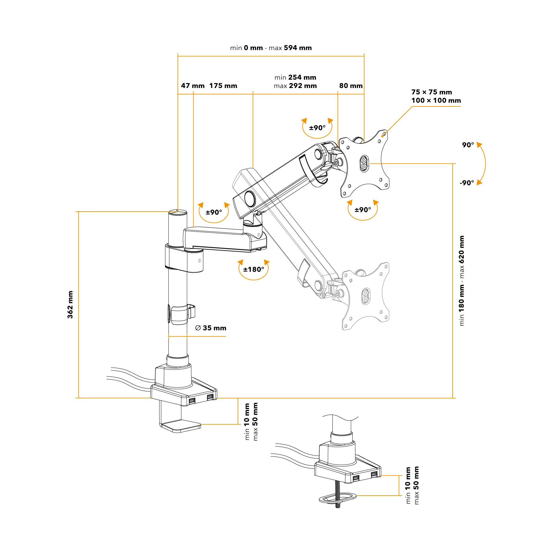 AlzaErgo Arm S70B Essential USB
