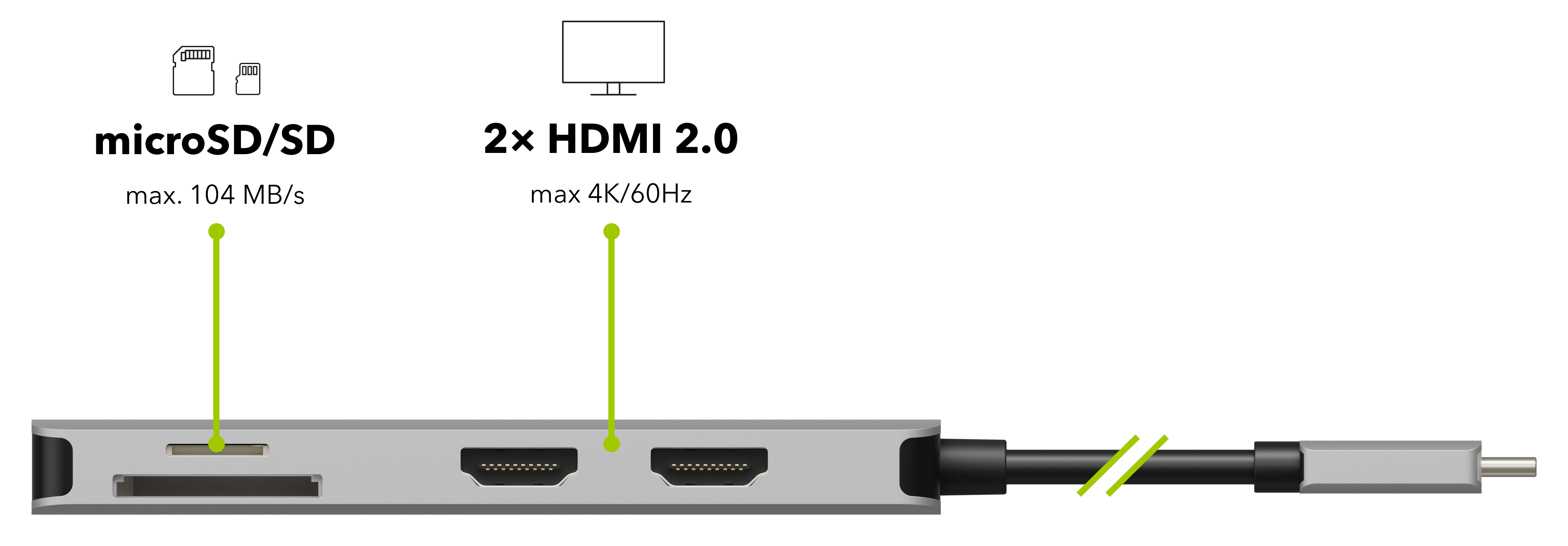AlzaPower Metal USB-C Dock Station 8v1 Dual Screen C8