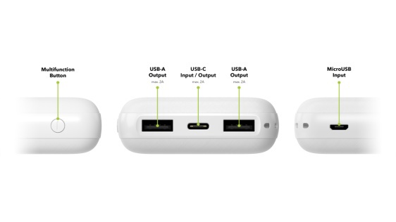 AlzaPower Onyx 10000mAh USB-C powerbank, fehér