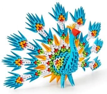 3D origami páv