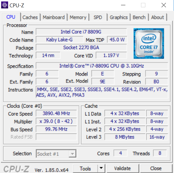 Intel i7-8809G, Intel NUC Hades Canyon