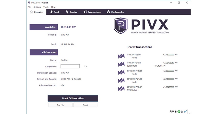 PIVX Wallet, peněženka