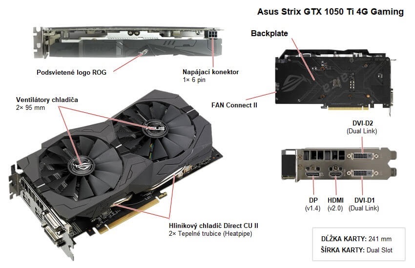 Asus Strix GTX 1050 Ti 4G Gaming popis