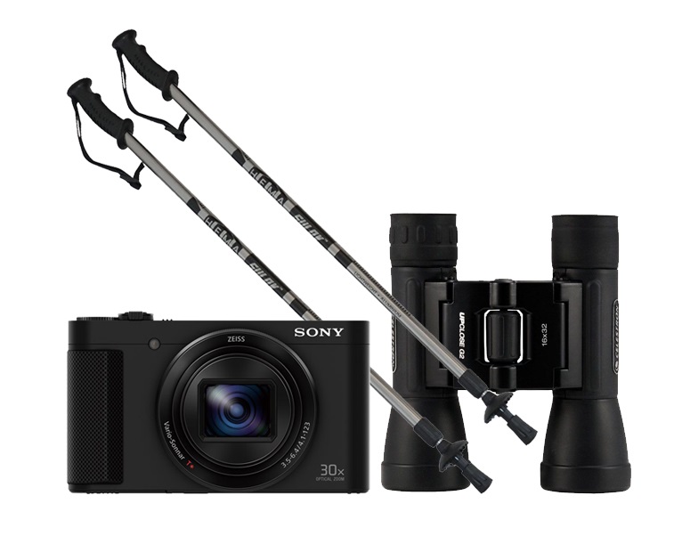 Geschenk für Opa; Sony CyberShot DSC-HX90V GPS; Calter Hema; Celestron UpClose G2 Roof Binocular