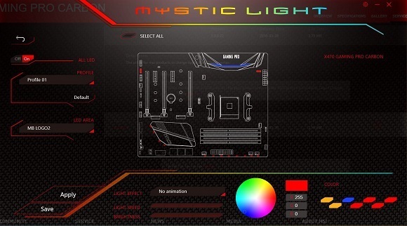 MSI Mystic Light, MSI X470 Gaming Pro Carbon