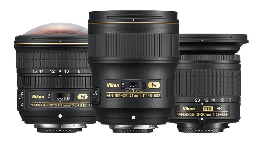 Nové objektivy Nikon širokoúhlý AF-S FISHEYE NIKKOR 8–15 mm f/3,5–4,5E ED AF-S NIKKOR 28 mm f/1,4E ED AF-P DX NIKKOR 10–20 mm f/4,5–5,6G VR