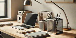 Papierkorb als Schreibtischzubehör