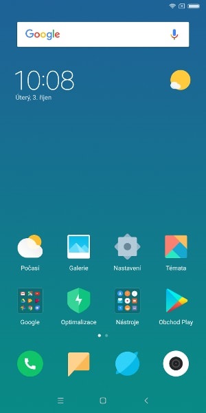 Xiaomi Mi Mix 2, screenshot, domovská obrazovka