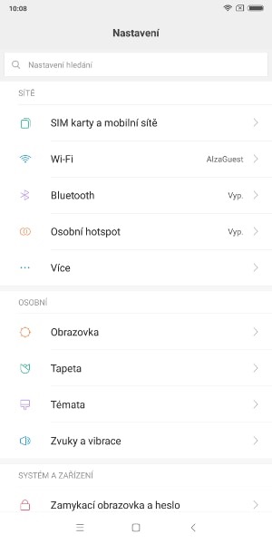 Xiaomi Mi Mix 2, screenshot, nastavení
