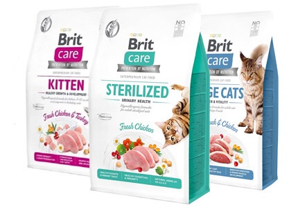granule brit care cat - Sterilised, Kitten a další