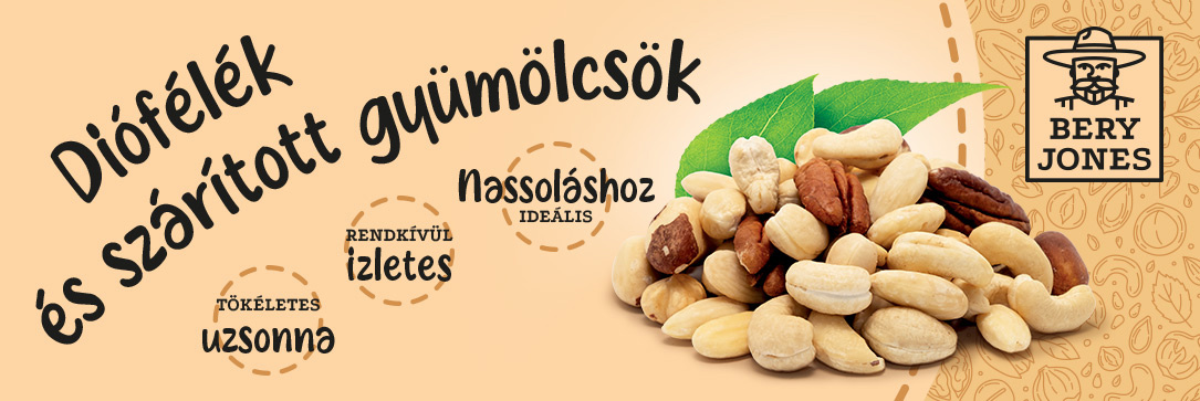 Bery Jones diófélék és mogyorók, szárított gyümölcsök és magvak