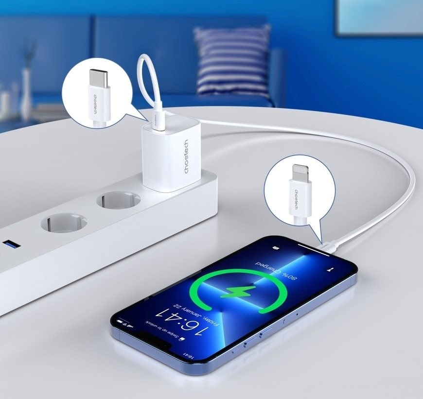 Choetech PD20W Typ-C-Wandladegerät + MFI Typ-C zu Beleuchtungskabel