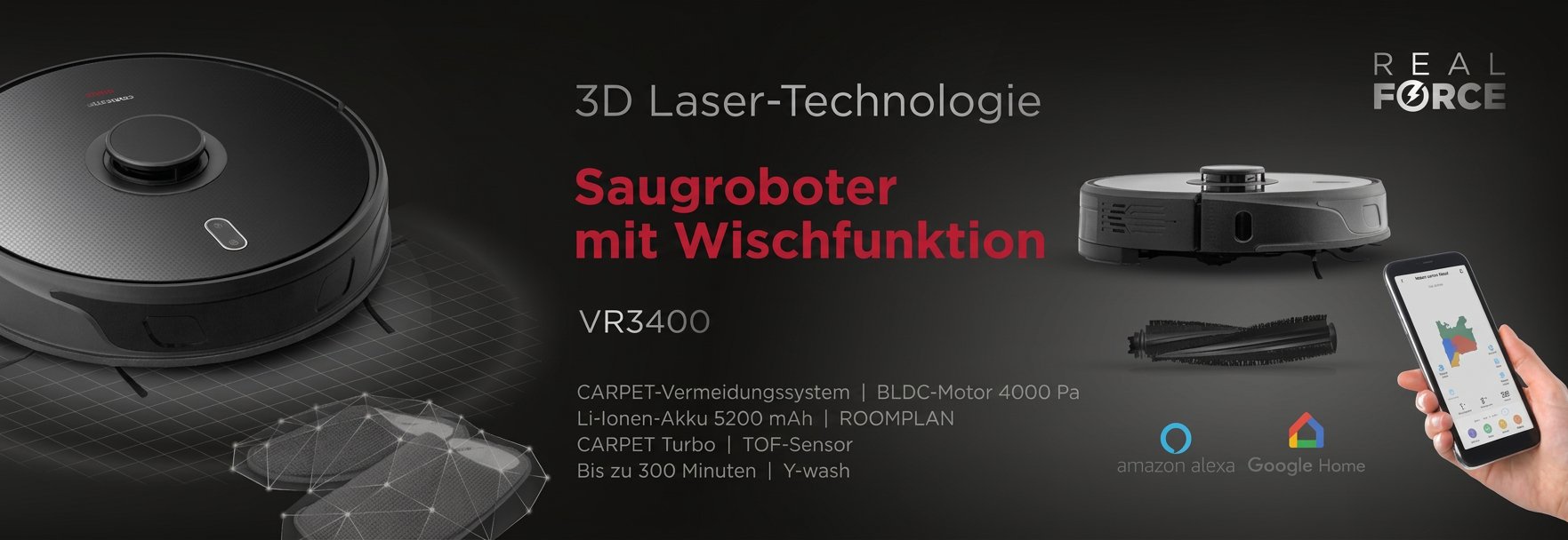Saugroboter Concept VR3400 2in1 REAL FORCE Laser 3D