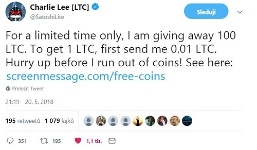 Charlie Lee Litecoin Scam Twitter