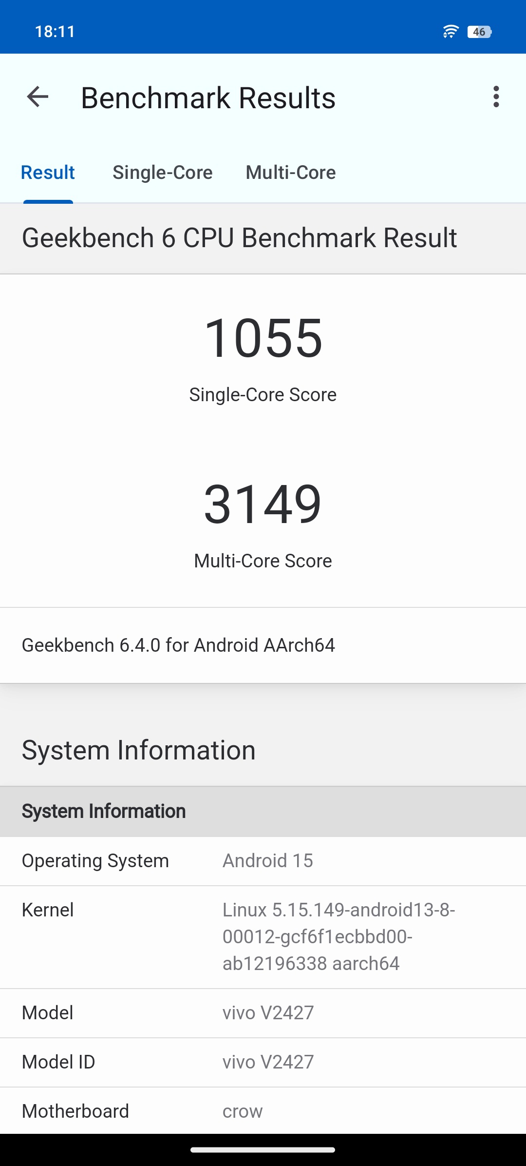 Vivo V50, Review, Geekbench