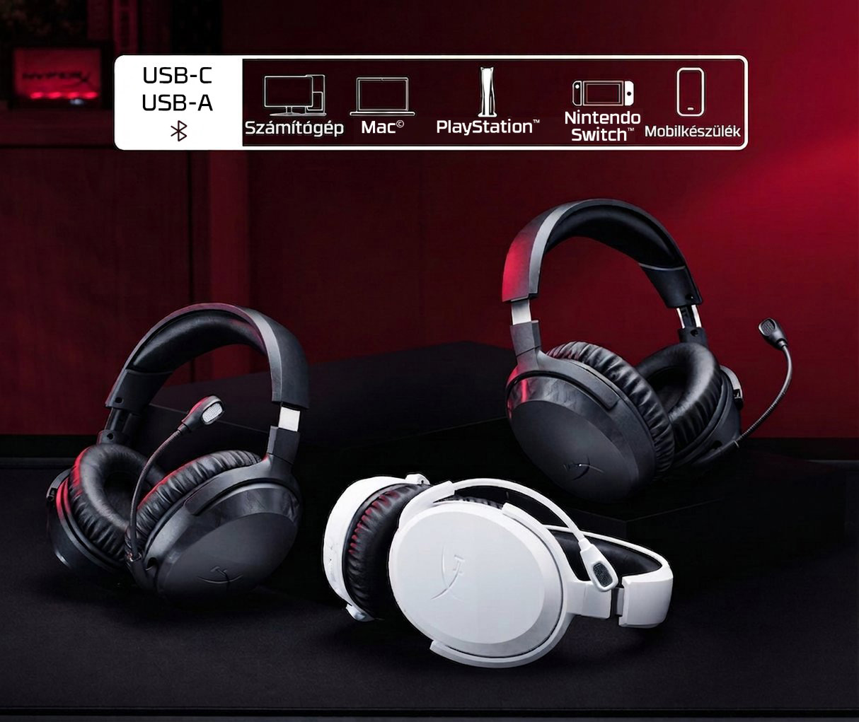 HyperX Cloud Stinger 3 Wireless Gaming Headset fekete gamer fejhallgató