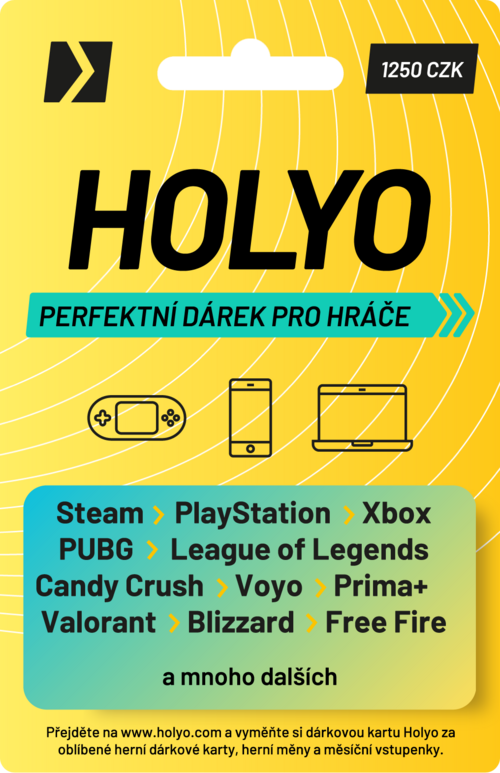 Dárkový poukaz Holyo předplacená karta 1250Kč