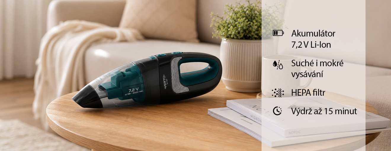 ETA Verto Li-Ion – battery, wet and dry vacuuming, HEPA filter and up to 15 minutes of run time