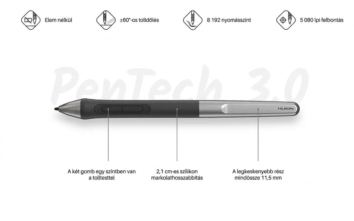 Huion Inspiroy 2 M grafikus táblagép, Fekete