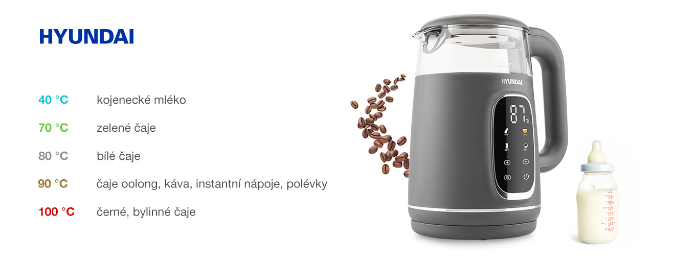 Recommended temperatures for the preparation of beverages with the Hyundai VK670