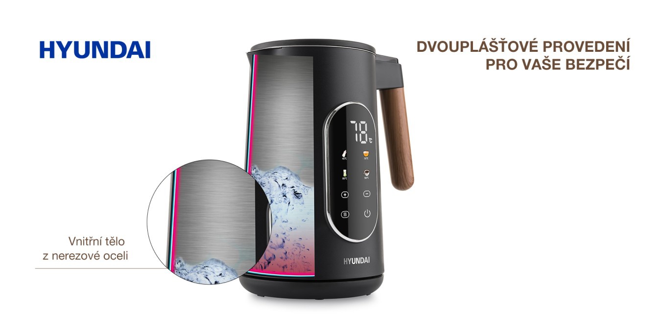 Double-walled version of the Hyundai VK690 kettle Double-walled version of the Hyundai VK690 kettle