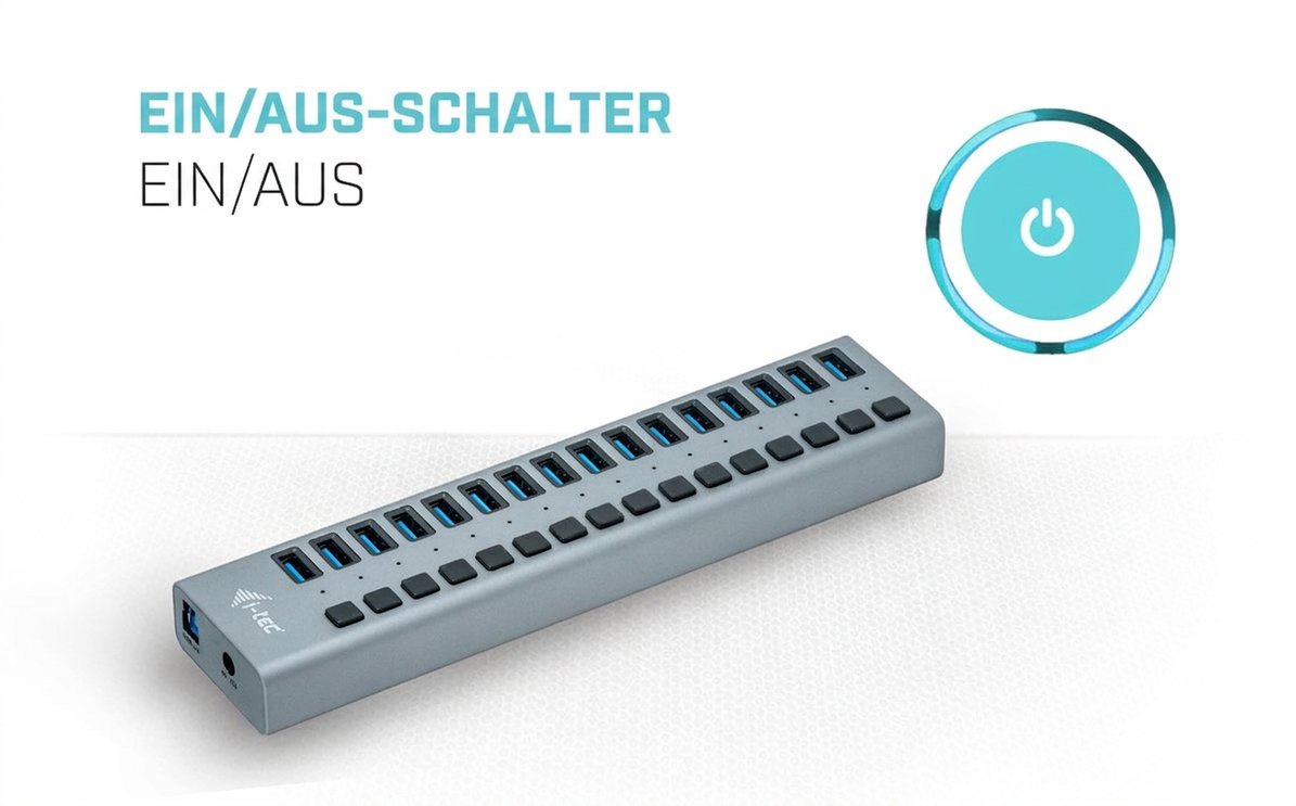 Multifunktionaler USB-Hub i-tec USB 3.0 Charging mit 16 Anschlüssen