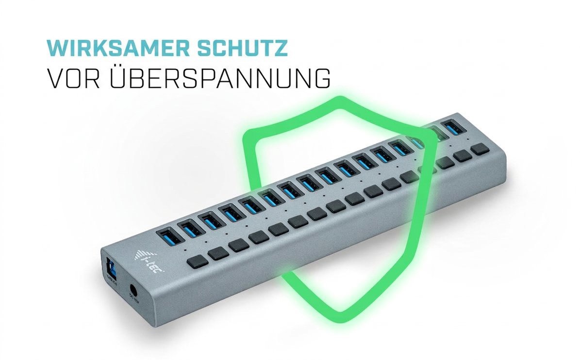 Multifunktionaler USB-Hub i-tec USB 3.0 Charging mit 16 Anschlüssen