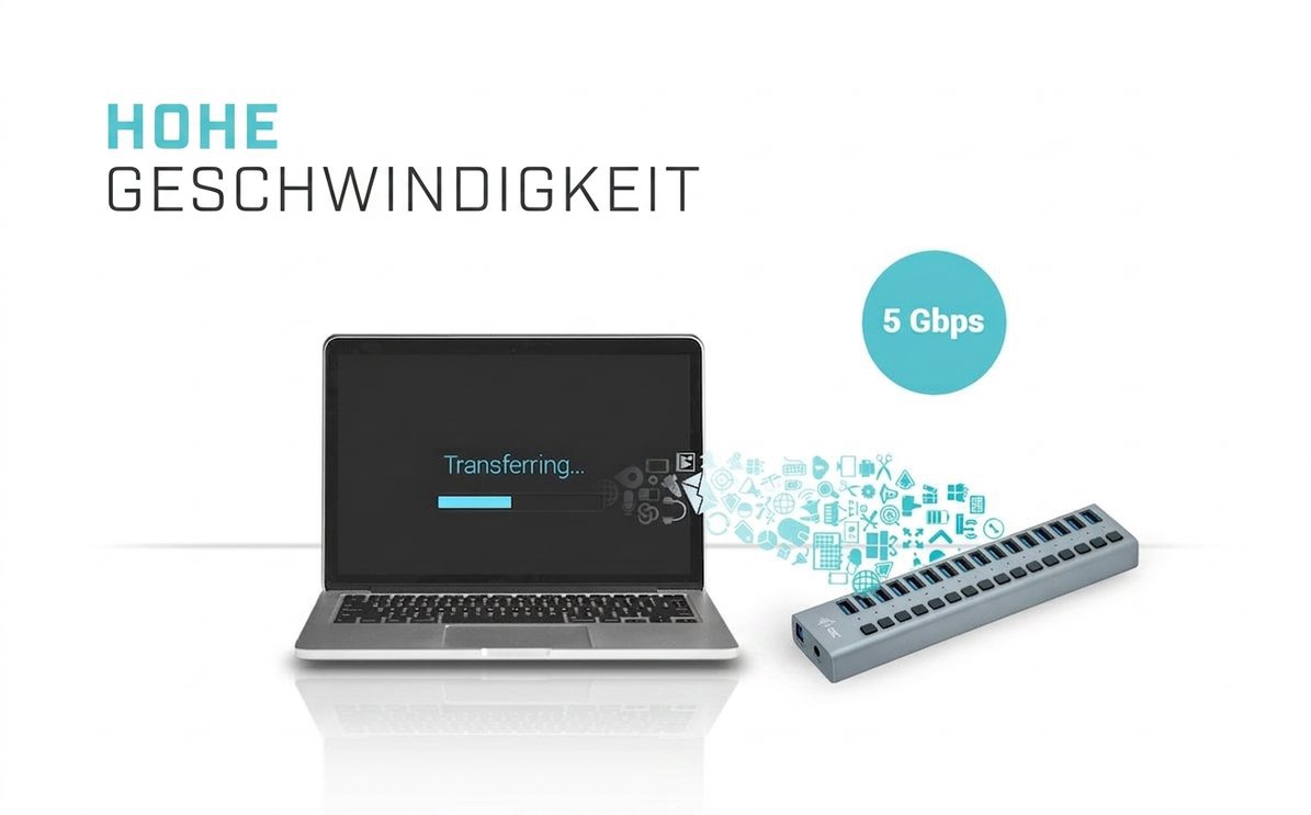 Multifunktionaler USB-Hub i-tec USB 3.0 Charging mit 16 Anschlüssen
