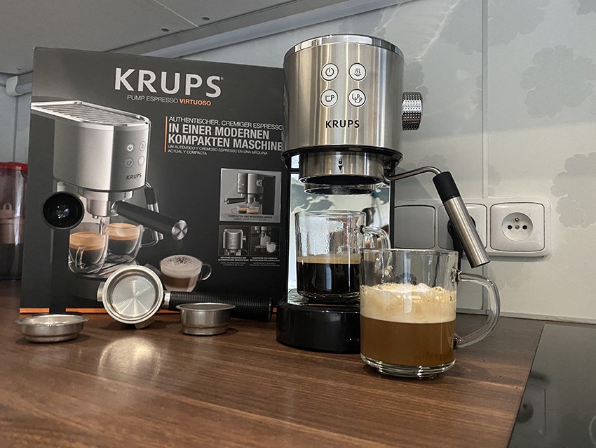 Pákový kávovar Krups XP442C11 Virtuoso Silver (RECENZE)