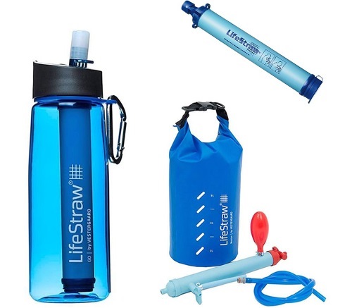 Filtry LifeStraw, životnost 1000,1000 a 18 000 litrů, technologie dutých vláken, odstraňují 99,99 % bakterií přenosných vodou