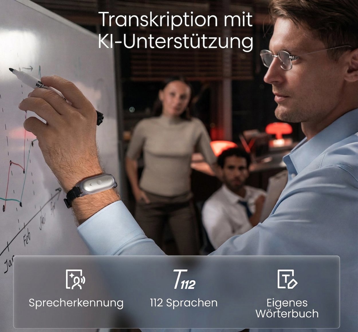 Digitales Diktiergerät PLAUD Note Pin S Black – AI-Sprachaufzeichnungsgerät + Armband und Umhängeband