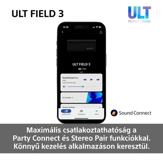 Sony ULT Field 3 Bluetooth-hangszóró Sony ULT Field 3 Stereo Pair és Party Connect funkciókkal