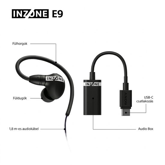 Sony INZONE E9 gaming fülhallgató részlete