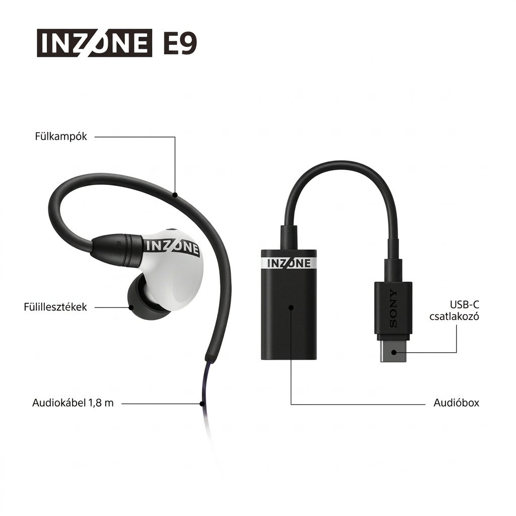 Sony INZONE E9 gaming fülhallgató részlete