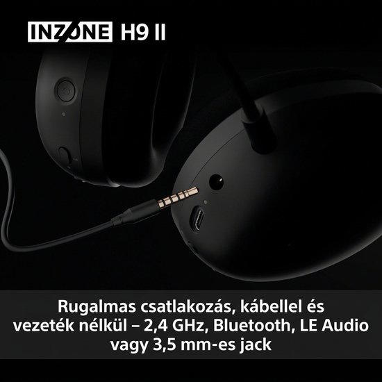 Sony INZONE H9 II többféle csatlakozási lehetőséggel
