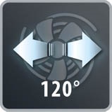 Széles diszperzió 120 ° Ventilátor Rowenta VU5670 Turbo Silence s širokým rozptylem
