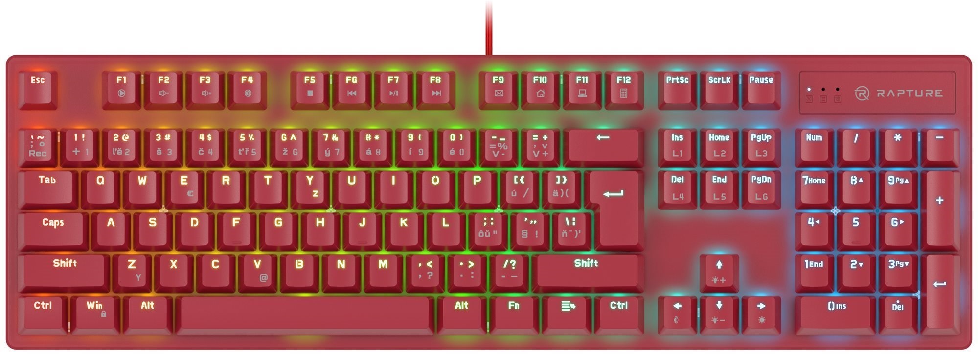 Herná klávesnica Rapture X-RAY Outemu Red