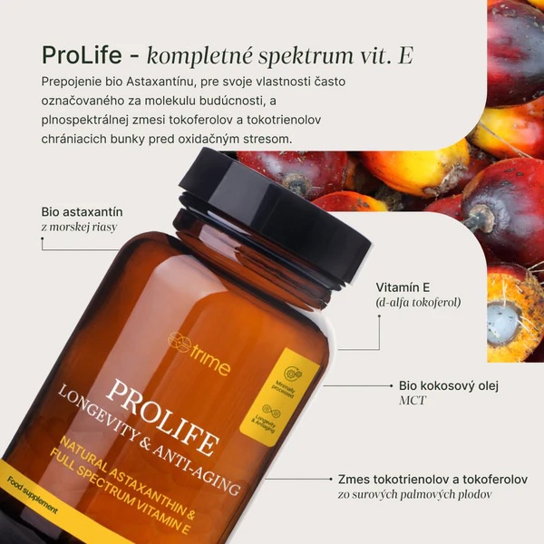 Antioxidačná zmes s E vitamínom Trime ProLife, 120 kapsúl Antioxidanty a vitamín E Trime ProLife, 120 kapsúl