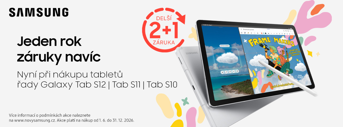 1 rok záruky navíc pro vybrané tablety samsung