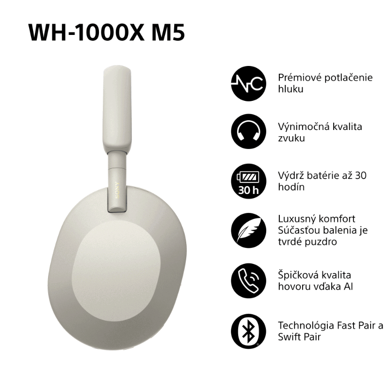 Bezdrôtové slúchadlá Sony Noise Cancelling WH-1000XM5