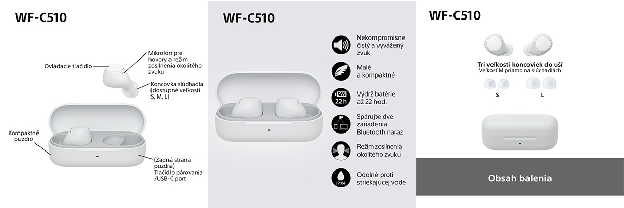 Bezdrôtové slúchadlá Sony True Wireless WF-C510