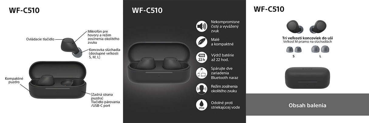 Bezdrôtové slúchadlá Sony True Wireless WF-C510