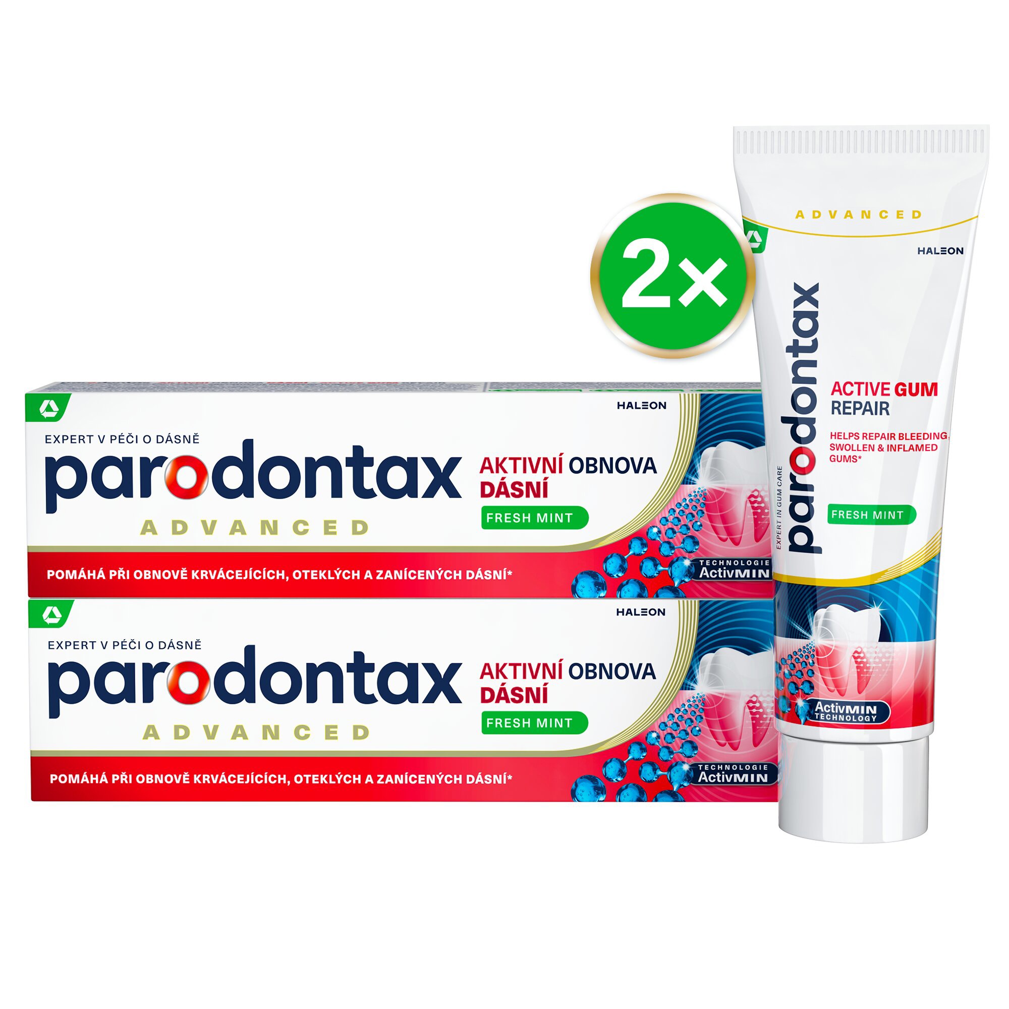 ZUB2210 PARODONTAX Gum Restoration Fresh Mint 2×75 ml