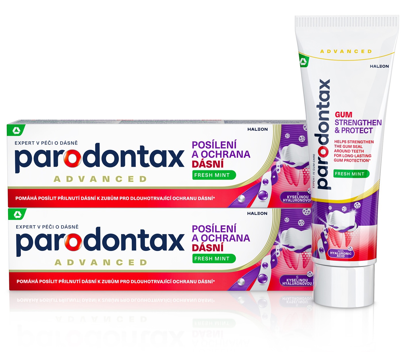 ZUB2211 PARODONTAX Gum Strengthening and Protection Fresh Mint with Hyaluronic Acid 2×75 ml