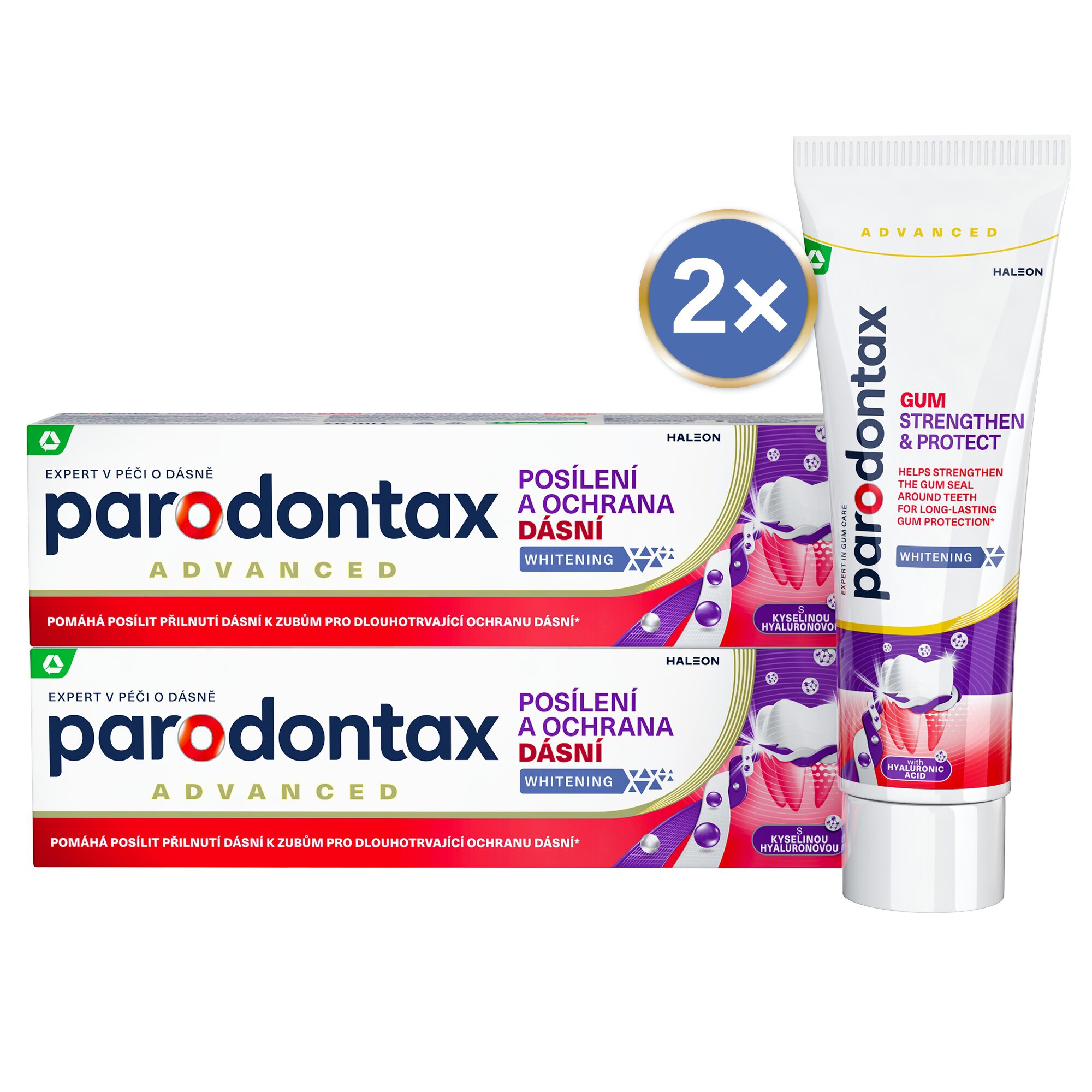 ZUB2213 PARODONTAX Strengthening and protecting gums Whitening with hyaluronic acid 2×75 ml