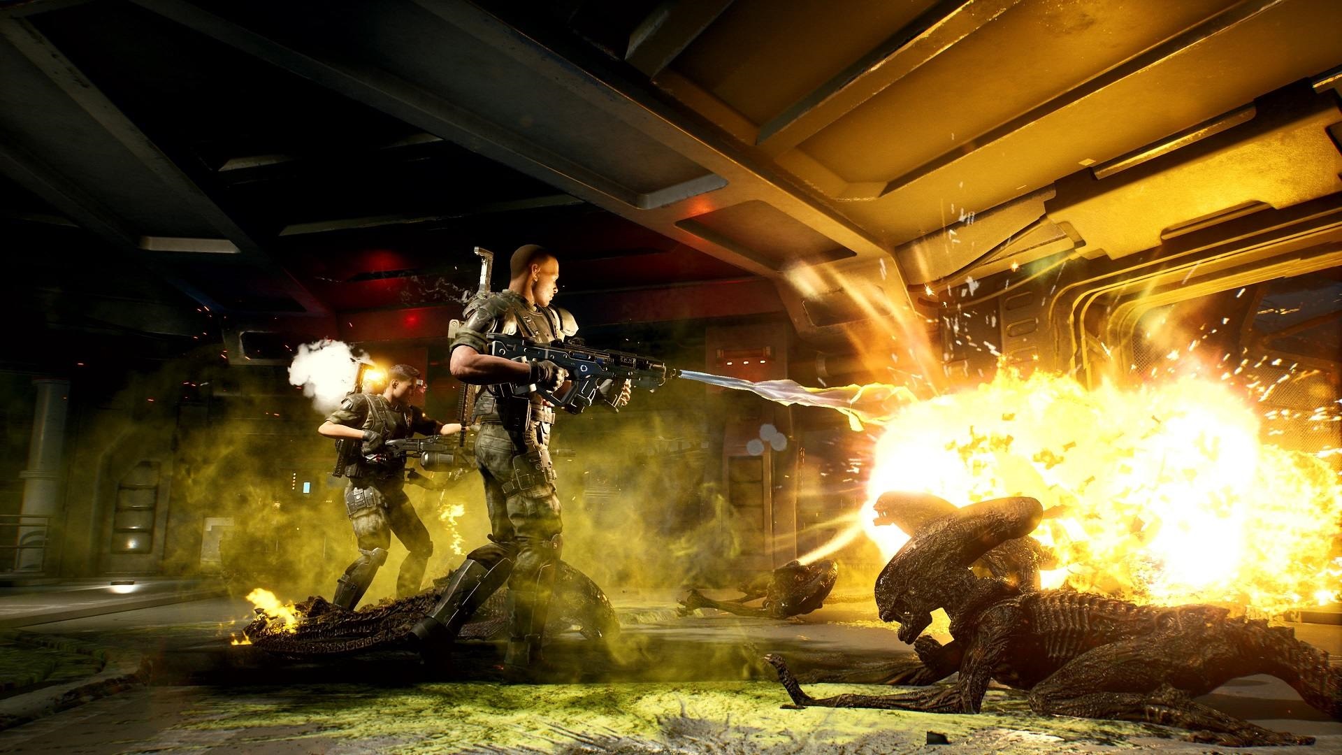 Aliens: Fireteam, screenshot: battle, flamethrower